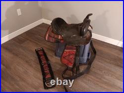 Saddle King Cordura Western Horse Saddle 16 Red Aztec Design. RARE VTG. SADDLE