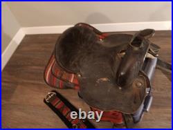 Saddle King Cordura Western Horse Saddle 16 Red Aztec Design. RARE VTG. SADDLE
