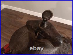 Saddle King Cordura Western Horse Saddle 16 Red Aztec Design. RARE VTG. SADDLE