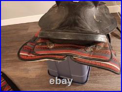 Saddle King Cordura Western Horse Saddle 16 Red Aztec Design. RARE VTG. SADDLE