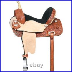 Saddle Tan 15 In HILASON Flex Tree Western Horse American Leather Trail Barrel