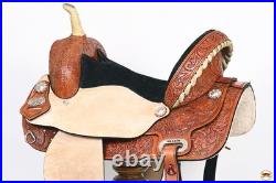 Saddle Tan 15 In HILASON Flex Tree Western Horse American Leather Trail Barrel