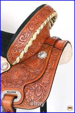Saddle Tan 15 In HILASON Flex Tree Western Horse American Leather Trail Barrel