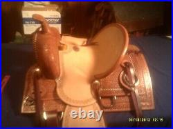 Saddle by Double T 12 1/2 Trail All Leather with hard back seat