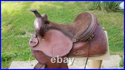 Sandstone Western Leather Floral tooled Trail Barrel Pleasure horse saddle 15.5