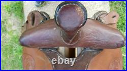 Sandstone Western Leather Floral tooled Trail Barrel Pleasure horse saddle 15.5