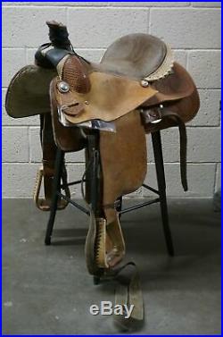 SantaFe Saddelry, 16in Roping Saddle with Heavy Basket and Other Tooling