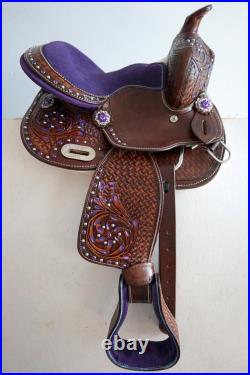 Show Barrel Saddle 10 12 Purple Dark 2 Tone Bedazzled Option Pony/ Full HSBP