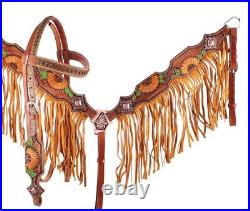 Showman Hand Painted Sunflower And Cactus Browband Headstall And Breastcollar