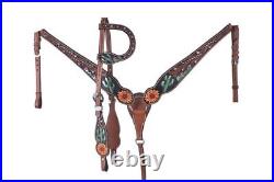 Showman Hand Painted Sunflower And Cactus Headstall And Breast Collar Set Wit