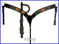 Showman Hand Painted Sunflower And Cactus One Ear Headstall And Breast Collar