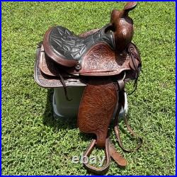 Simco 7420 Western Saddle 16 Seat Show Walnut Arabian Round Skirt USA Made