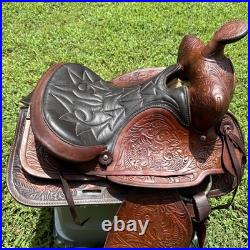 Simco 7420 Western Saddle 16 Seat Show Walnut Arabian Round Skirt USA Made