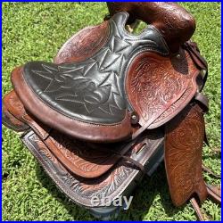 Simco 7420 Western Saddle 16 Seat Show Walnut Arabian Round Skirt USA Made