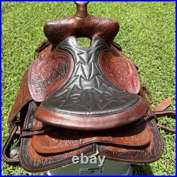 Simco 7420 Western Saddle 16 Seat Show Walnut Arabian Round Skirt USA Made