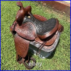 Simco 7420 Western Saddle 16 Seat Show Walnut Arabian Round Skirt USA Made
