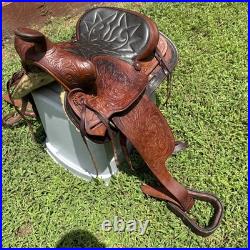 Simco 7420 Western Saddle 16 Seat Show Walnut Arabian Round Skirt USA Made