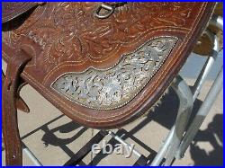 Simco Vintage Filigree Silver Tooled Pleasure Saddle 15