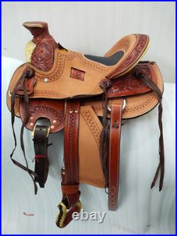 Size-16 A Beautiful Fork Wade Tree Horse Western Leather Saddle With Tack Set