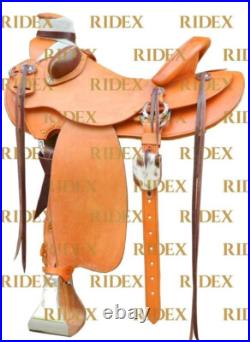 Size-16 Classic Smooth Wade Tree Barrel Horse Tack Leather Saddle