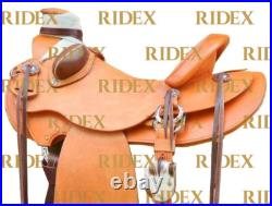 Size-16 Classic Smooth Wade Tree Barrel Horse Tack Leather Saddle