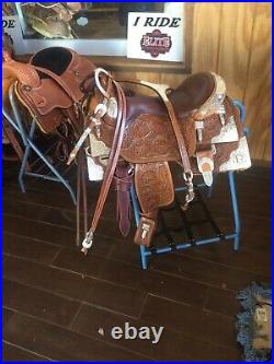 Sterling Silver Elite Custom WESTERN saddle FQHB Equitation 16 Show set
