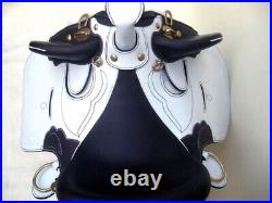 Stock Saddle 16 qubraicho leather White color on drum dye