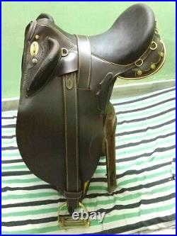 Stock Saddle 17 qubraicho leather oily brown drum dye