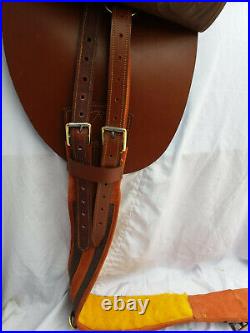 Stock Saddle with horn 17- leather qubraicho harness with drum dye finish