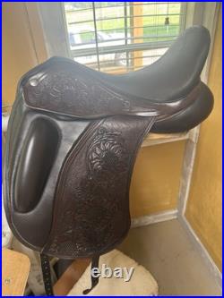 Stunning! 17.5 Custom Dressage Saddle handtooled sunflowers -brown