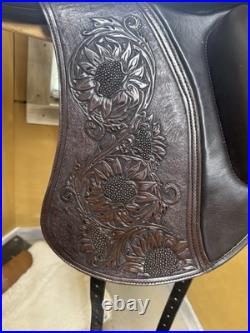 Stunning! 17.5 Custom Dressage Saddle handtooled sunflowers -brown