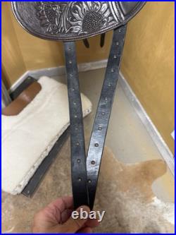 Stunning! 17.5 Custom Dressage Saddle handtooled sunflowers -brown