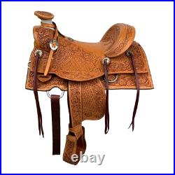 Sundance Youth Wade Style Saddle Floral and Basket Tooling Full QH Bars 13 NEW