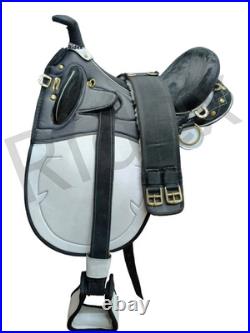 Synthetic Australian horse Stock Saddle Features Black & White Dual-Tone Design