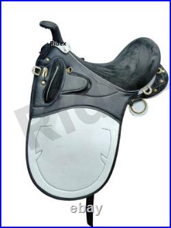 Synthetic Australian horse Stock Saddle Features Black & White Dual-Tone Design