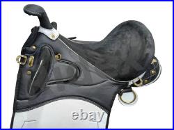 Synthetic Australian horse Stock Saddle Features Black & White Dual-Tone Design