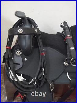 Synthetic Black Western Barrel Equestrian Trail Horse Tack Saddle All Size