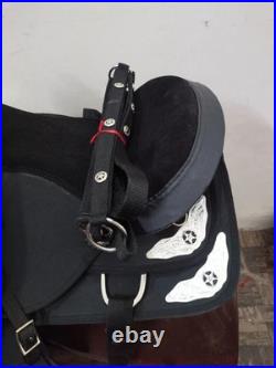 Synthetic Black Western Barrel Equestrian Trail Horse Tack Saddle All Size