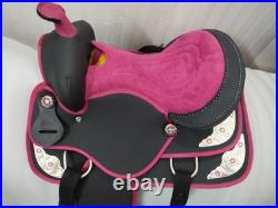 Synthetic Pink/Black Western Horse Tack Saddle Size 15
