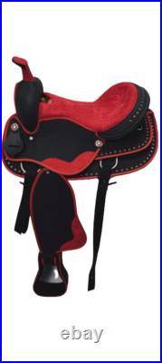 Synthetic Red/Black Western Horse Tack Saddle Size 15