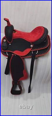 Synthetic Red/Black Western Horse Tack Saddle Size 15