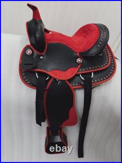 Synthetic Red/Black Western Horse Tack Saddle Size 15