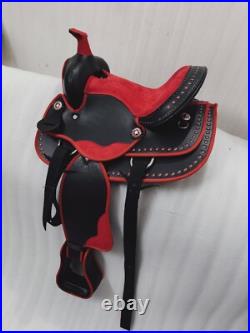 Synthetic Red/Black Western Horse Tack Saddle Size 15