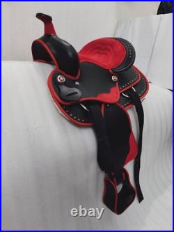 Synthetic Red/Black Western Horse Tack Saddle Size 15