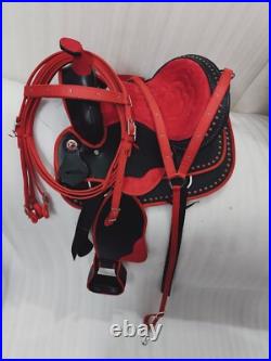 Synthetic Red/Black Western Horse Tack Saddle Size 15