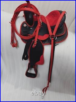 Synthetic Red/Black Western Horse Tack Saddle Size 15