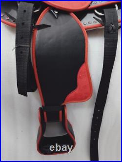 Synthetic Red/Black Western Horse Tack Saddle Size 15