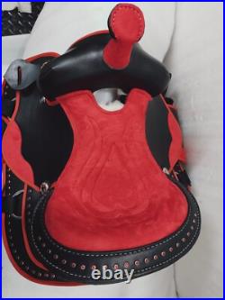 Synthetic Red/Black Western Horse Tack Saddle Size 15