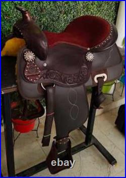 Synthetic Western Barrel Racing Beautiful Designer Horse Saddle, Size-10 to 18