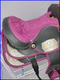 Synthetic Western Horse Saddle Barrel Racing with Matching Tack